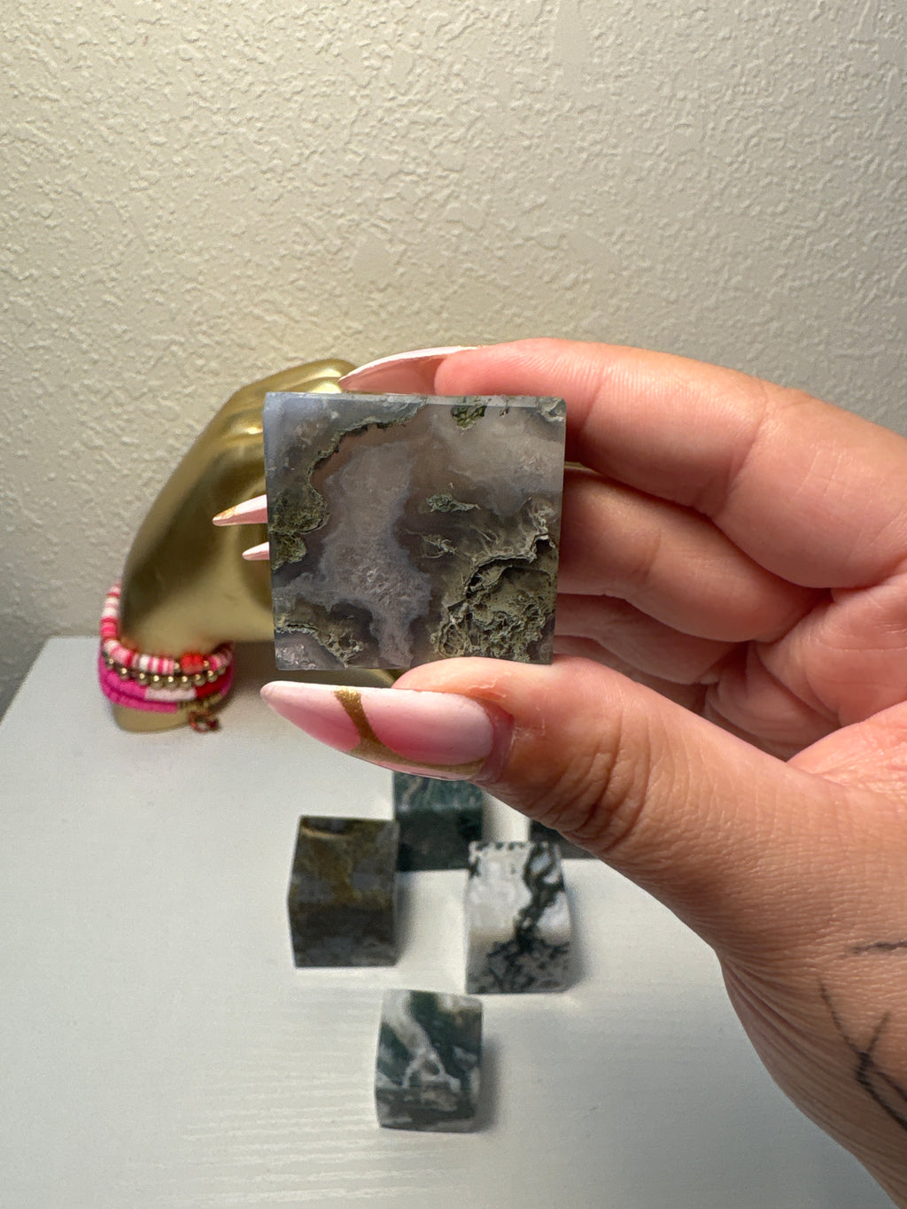 Moss Agate Cube