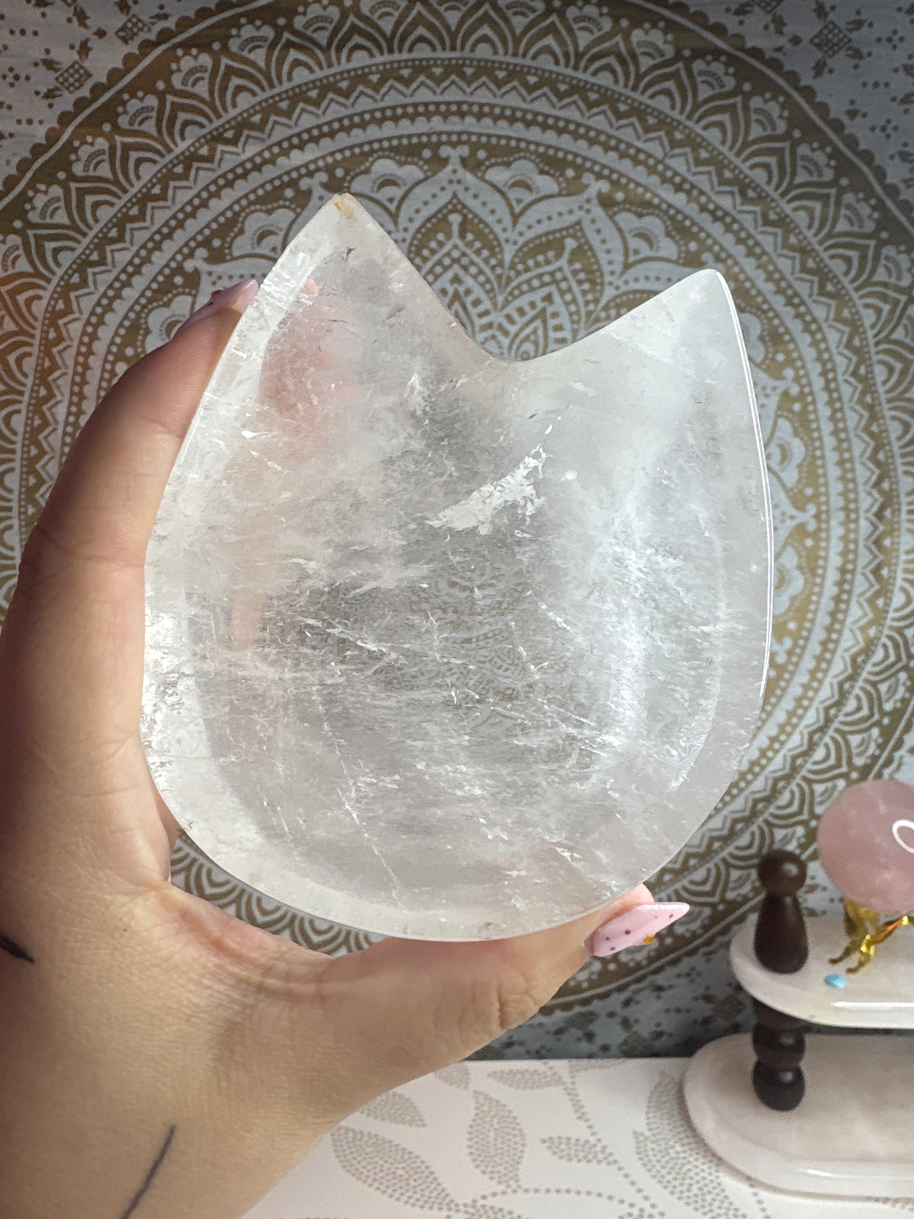 Clear Quartz Cat Bowl