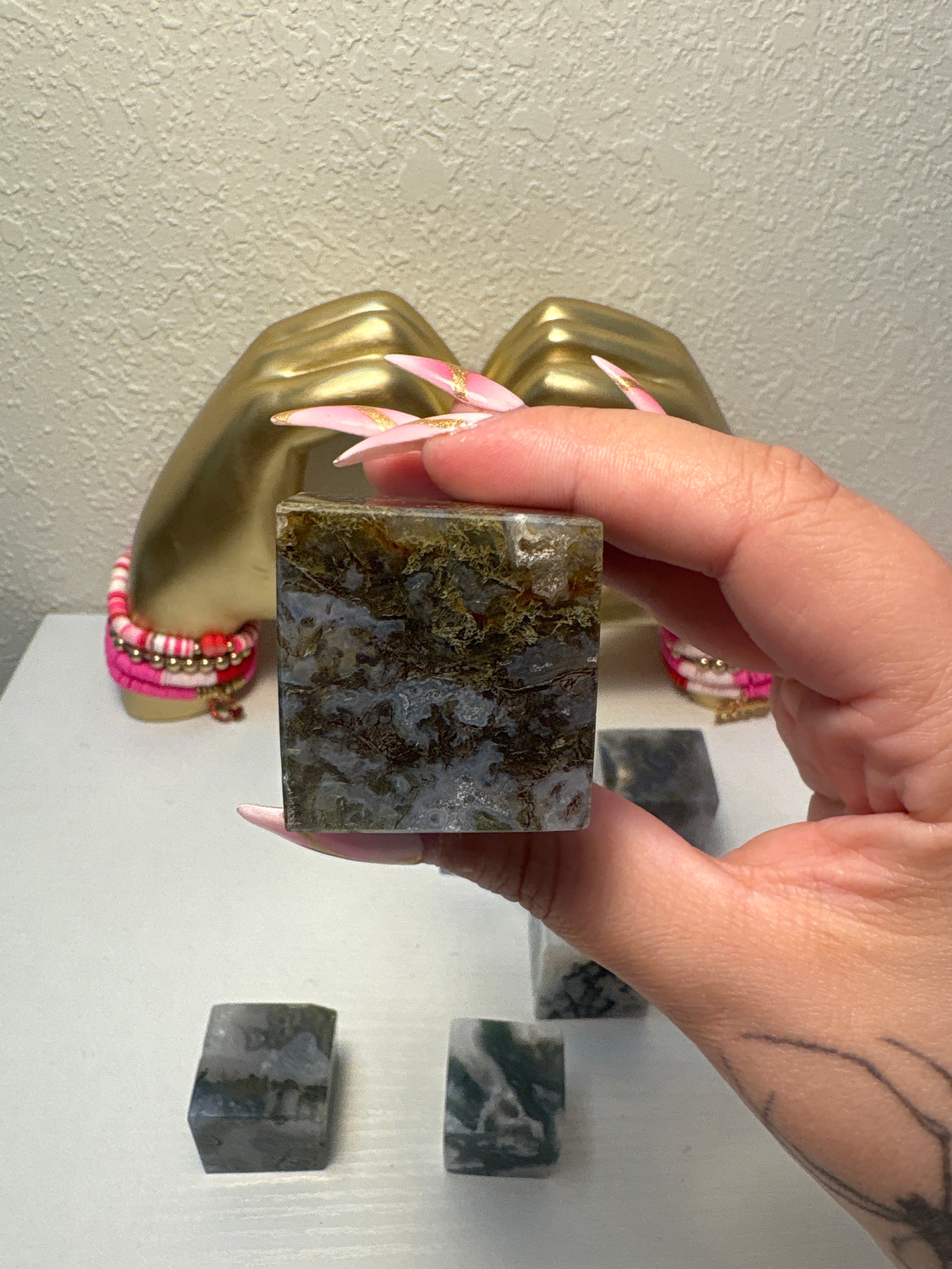 Moss Agate Cube