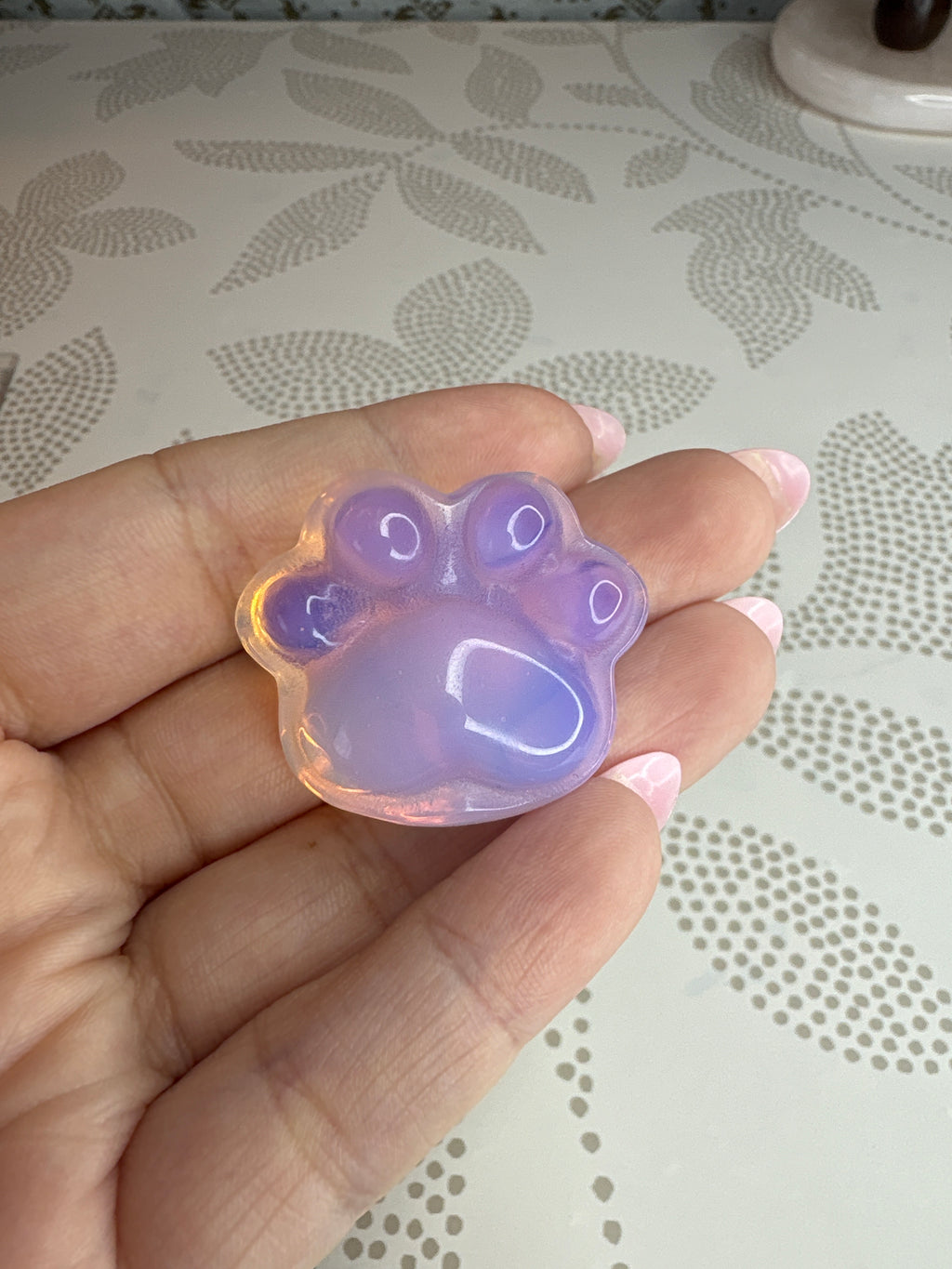 Small Pink Opalite Pet Paw