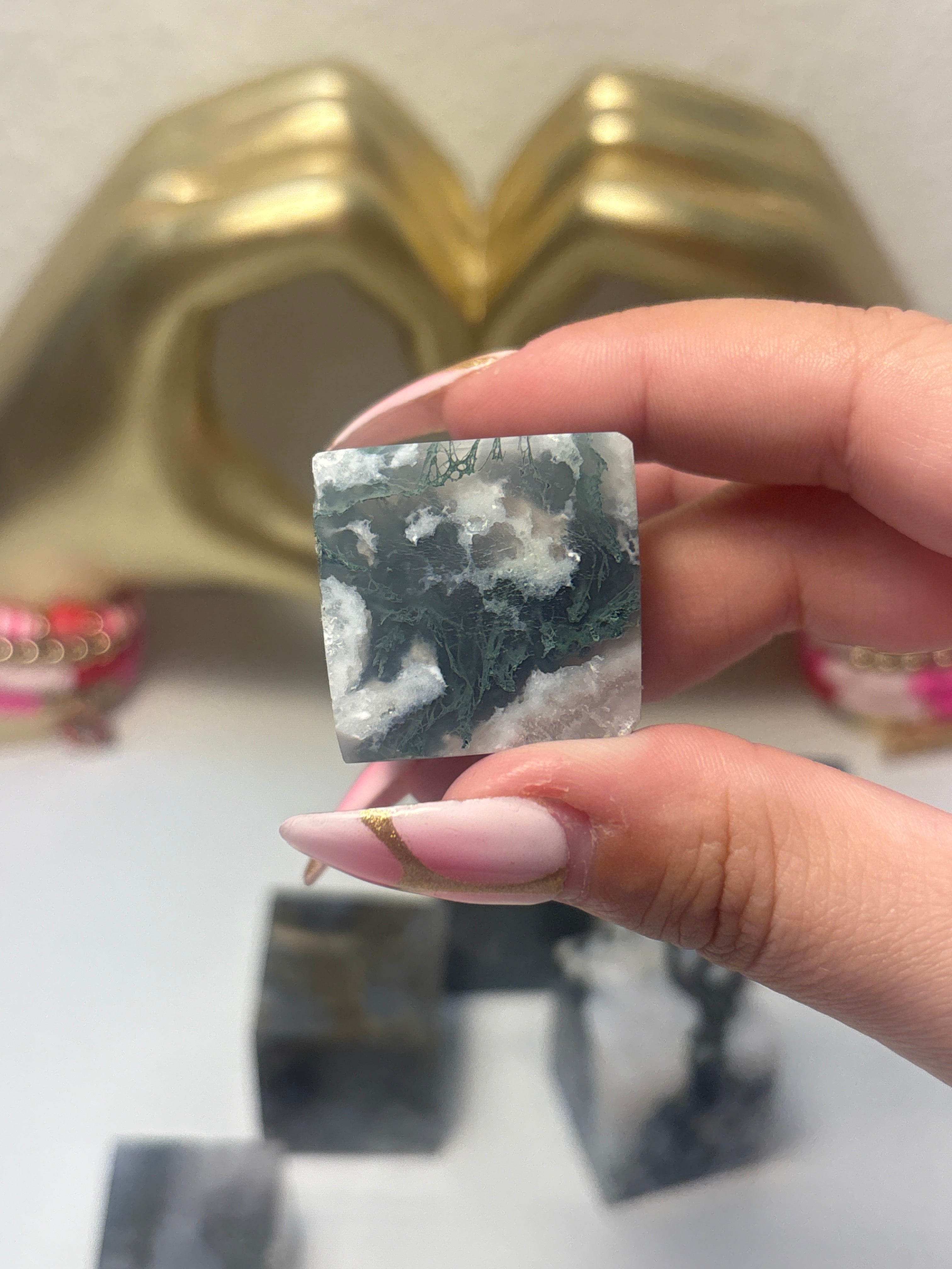 Moss Agate Cube