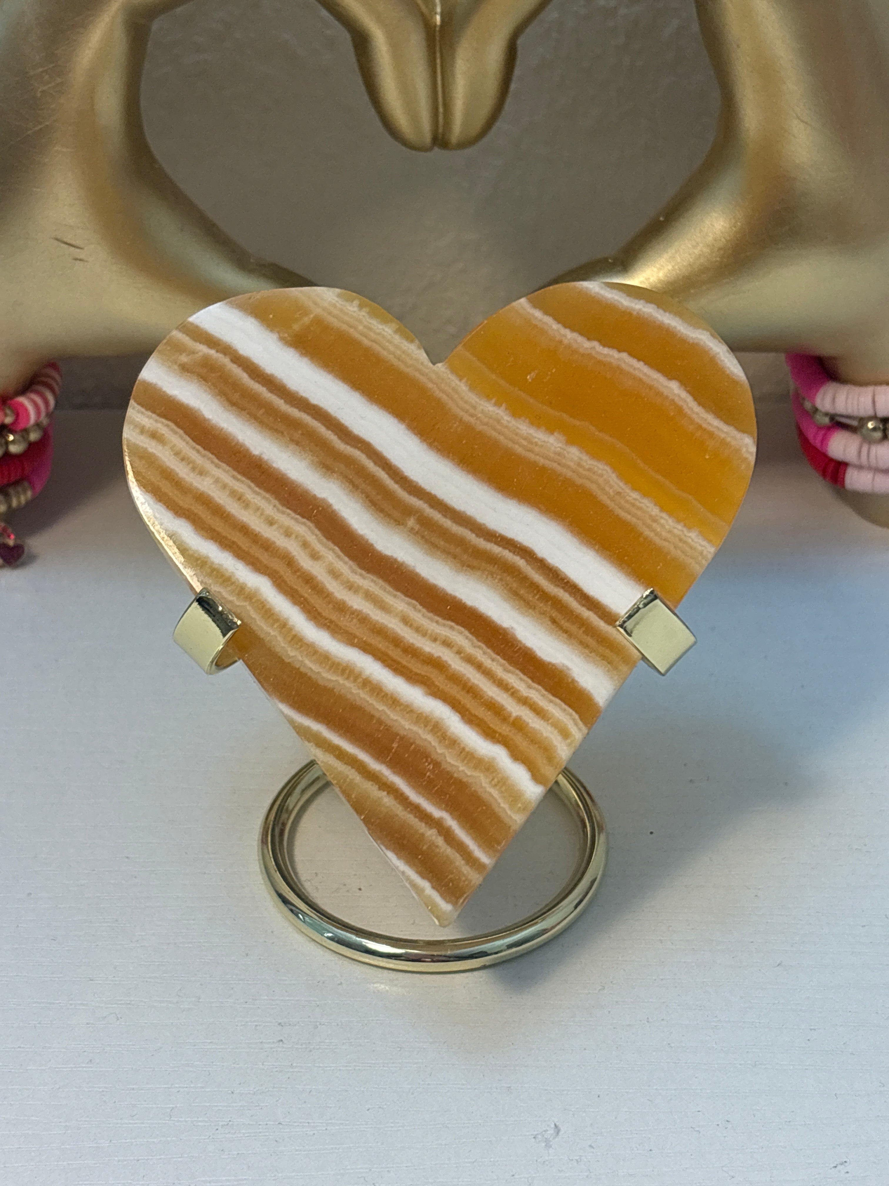 Yellow calcite heart